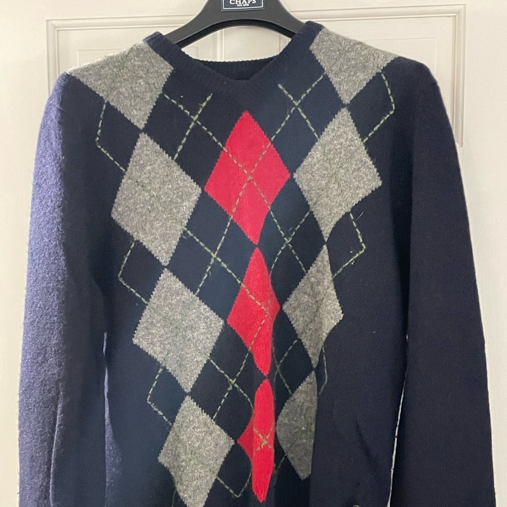Vintage Abercrombie and Fitch argyle wool sweater.